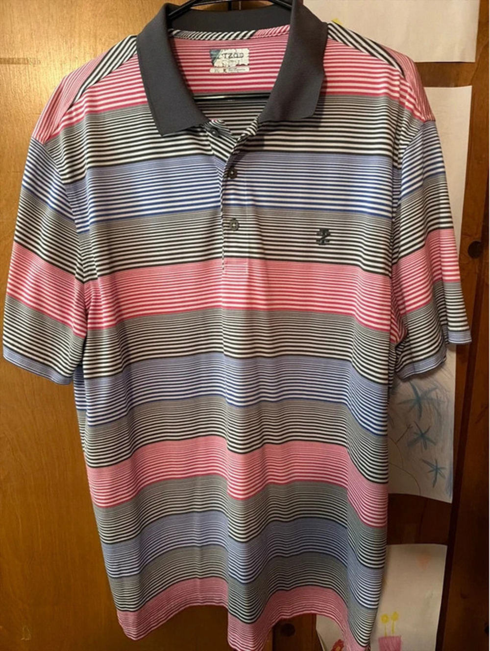Izod Men’s XXL Striped Polo Golf Shirt Pink Blue Gray Short Sleeve